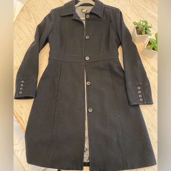 J Crew factory Black Lady Day Coat 100% wool size 8 - Picture 6 of 11